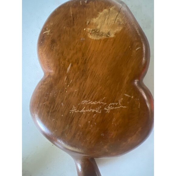 Vintage Hand Carved Monkey Pod Double Section Acorn Shaped Serving Dish - Picture 6 of 10
